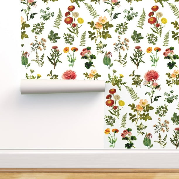 Peel-and-Stick Removable Wallpaper Botanical Floral Flower Leaves Berries Garden Peel-and-Stick Removable Wallpaper Botanical Floral Flower Leaves Berries Garden